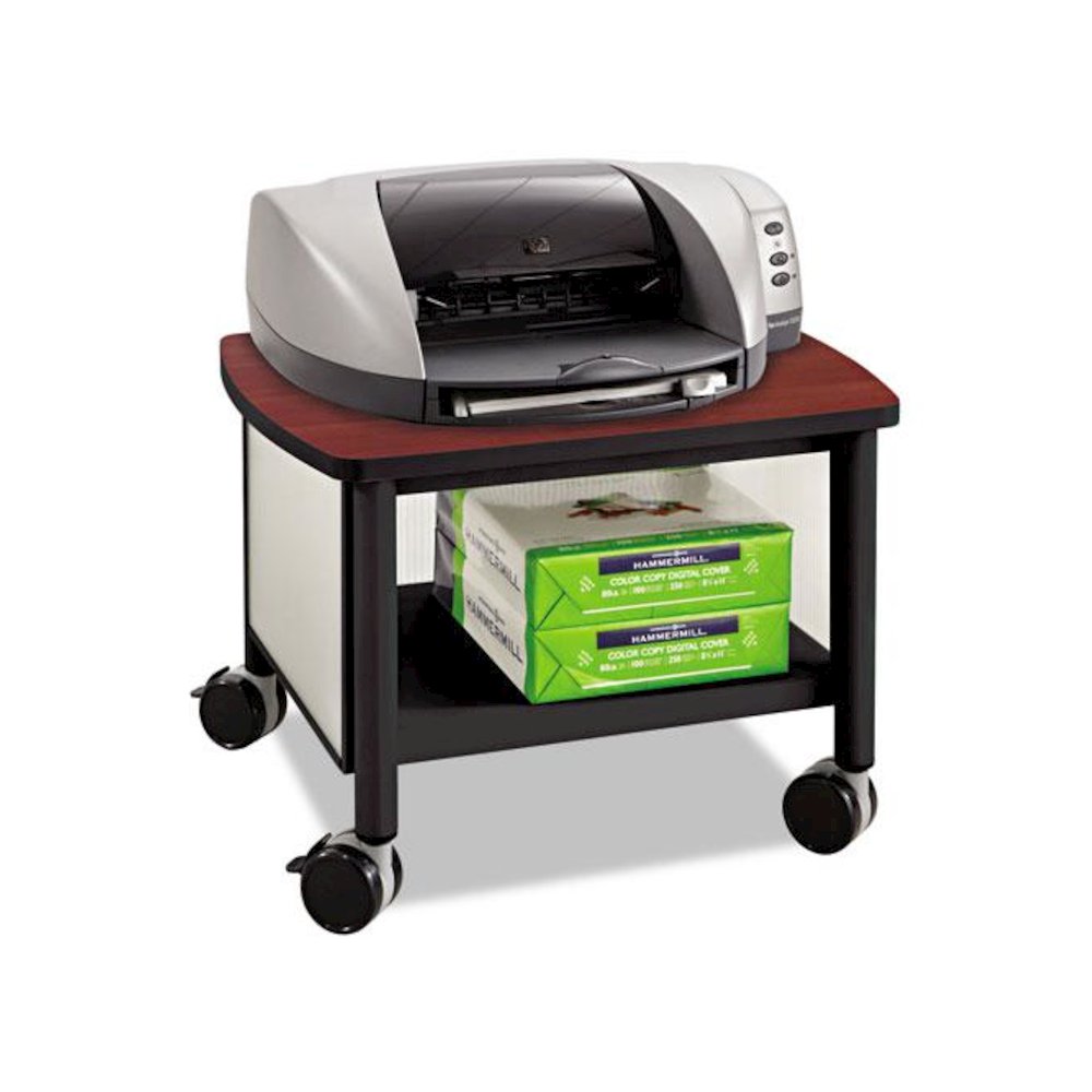 Impromptu Under-Desk Machine Stand, Metal, 2 Shelves, 100 lb Capacity, 20.5" x 16.5" x 14.5", Cherry/White/Black. Picture 1