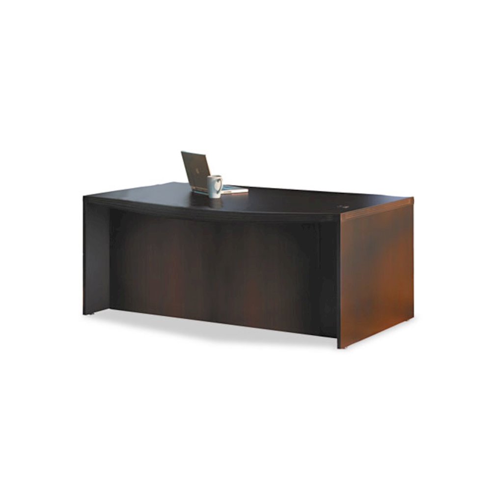 Aberdeen Series Laminate Bow Front Desk Shell, 72w x 42d x 29-1/2h, Mocha. Picture 1