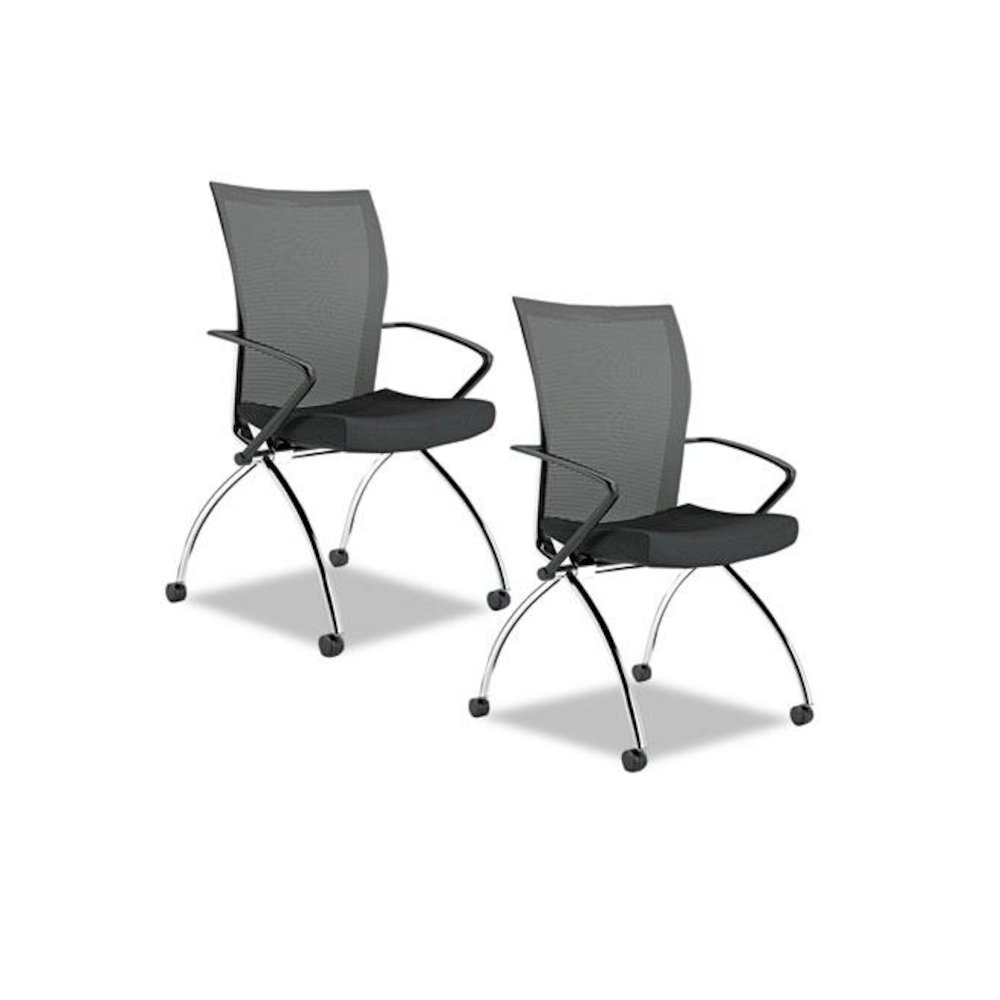 Valoré Training Series High-Back Nesting Chair, Black Seat/Black Back, Silver Base, 2/Carton. Picture 3