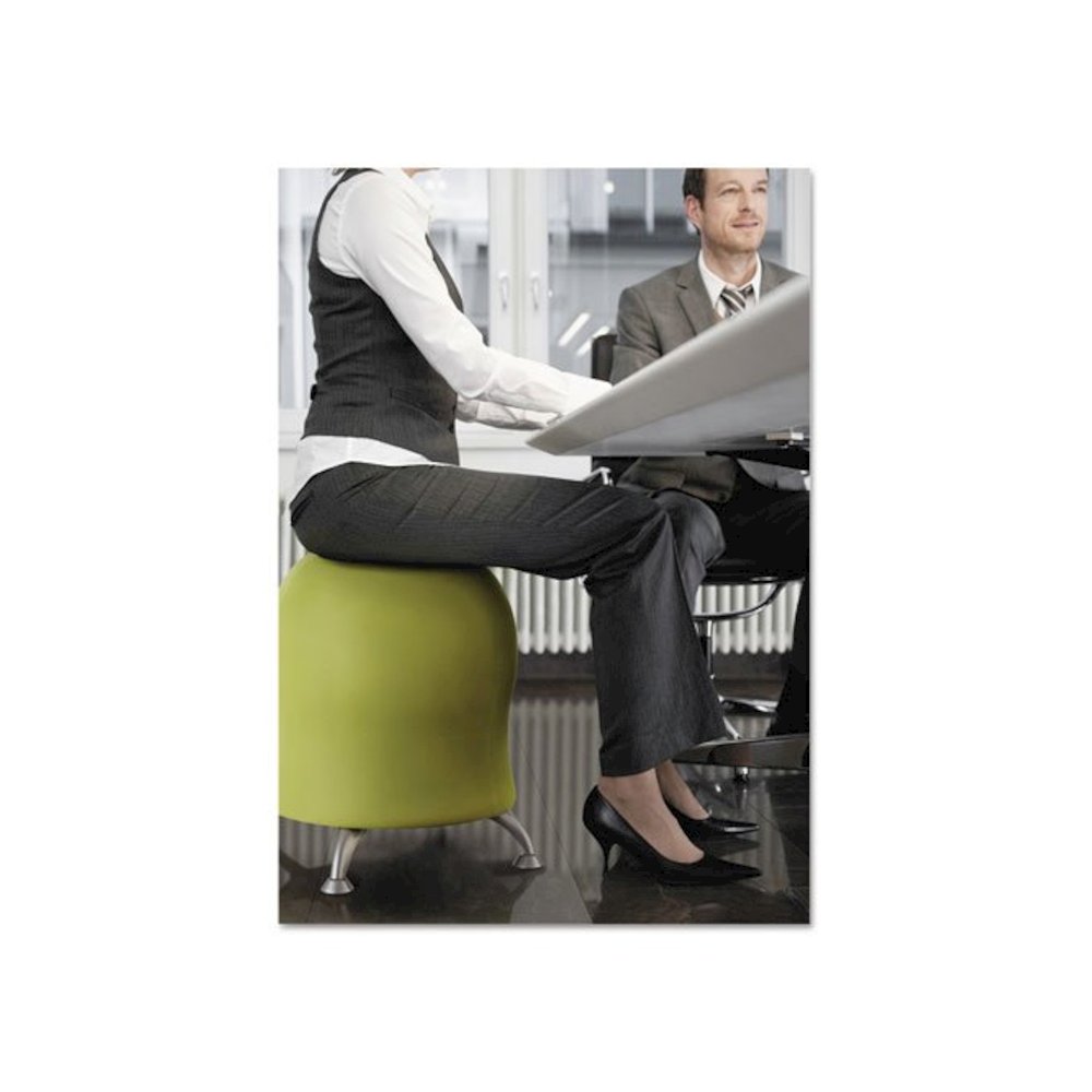 Zenergy Ball Chair, Backless, Supports Up to 250 lb, Grass Fabric Seat, Silver Base. Picture 3