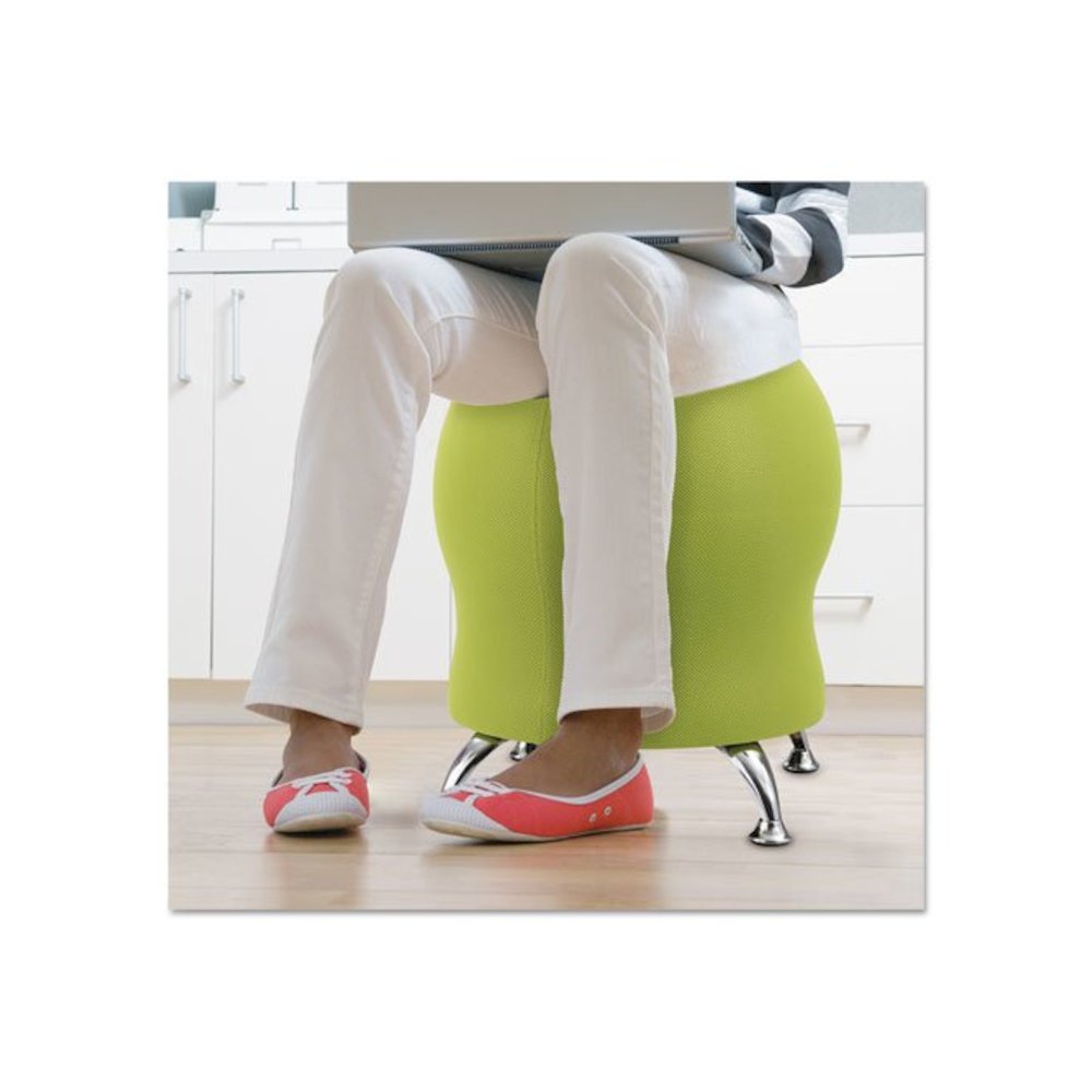 Zenergy Ball Chair, Backless, Supports Up to 250 lb, Grass Fabric Seat, Silver Base. Picture 2