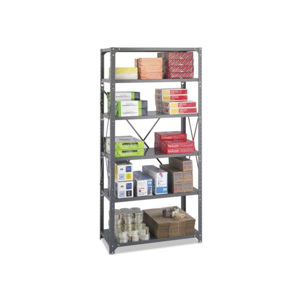 Commercial Steel Shelving Unit, Six-Shelf, 36w x 18d x 75h, Dark Gray. Picture 2
