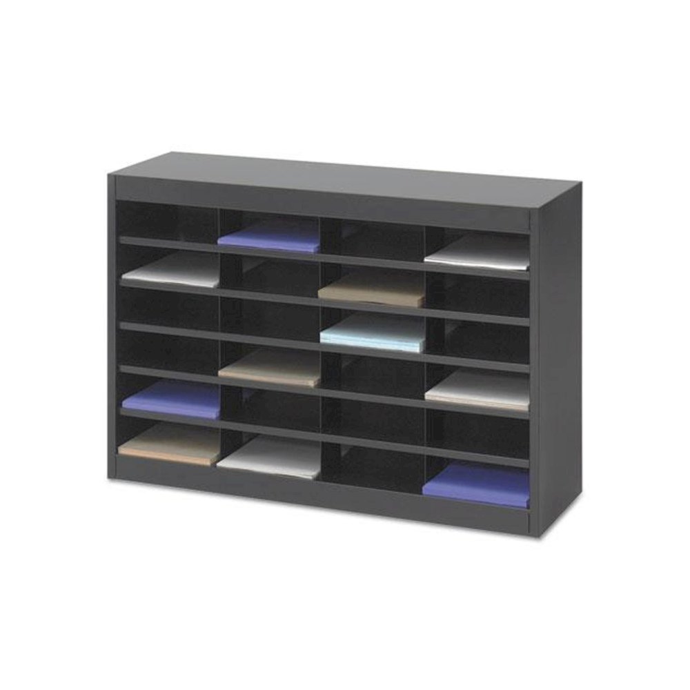 Steel/Fiberboard E-Z Stor Sorter, 24 Compartments, 37.5 x 12.75 x 25.75, Black. Picture 2
