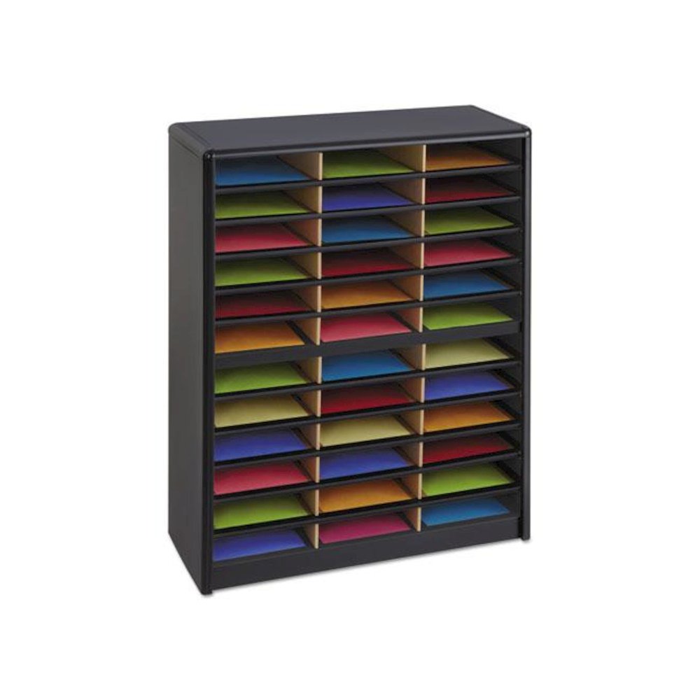 Steel/Fiberboard Literature Sorter, 36 Compartments, 32.25 x 13.5 x 38, Black. Picture 3
