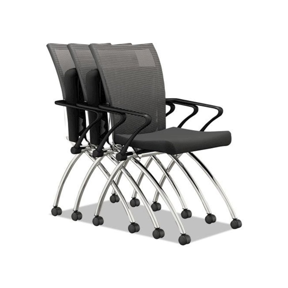 Valoré Training Series High-Back Nesting Chair, Black Seat/Black Back, Silver Base, 2/Carton. Picture 4