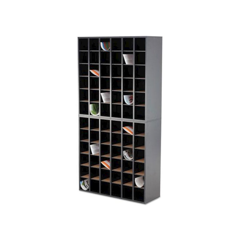 Wood Mail Sorter with Adjustable Dividers, Stackable, 36 Compartments, 33.75 x 12 x 32.75, Black. Picture 3