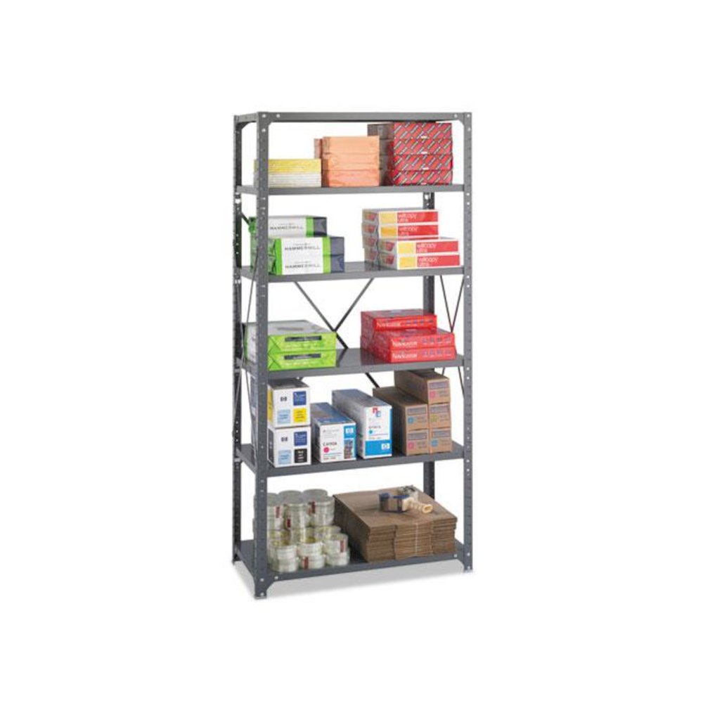 Commercial Steel Shelving Unit, Six-Shelf, 36w x 18d x 75h, Dark Gray. Picture 4