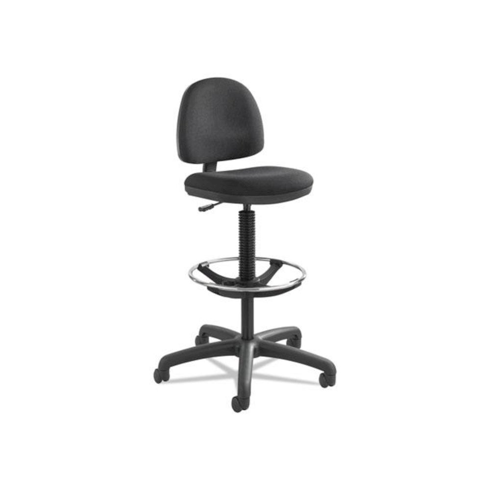 Precision Extended-Height Swivel Stool, Adjustable Footring, Supports Up to 250 lb, 23" to 33" Seat Height, Black Fabric. Picture 1