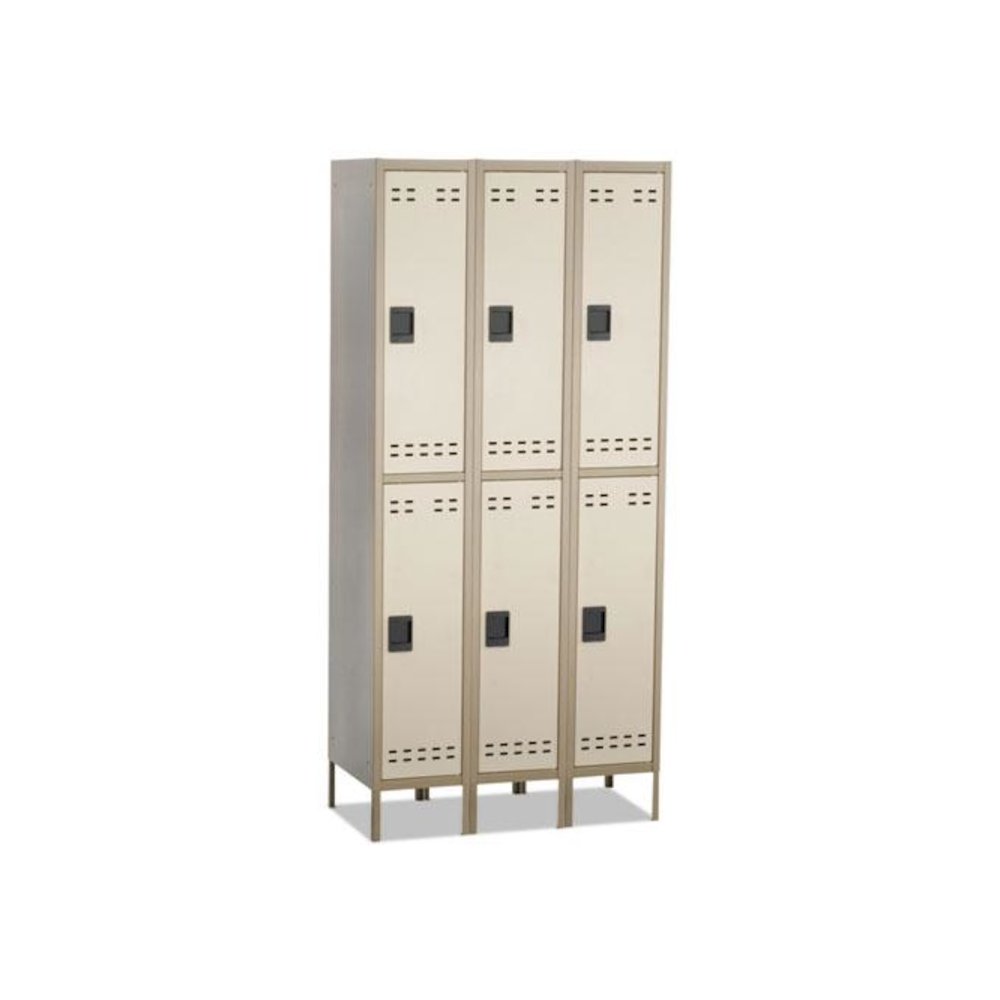 Double-Tier, Three-Column Locker, 36w x 18d x 78h, Two-Tone Tan. Picture 1