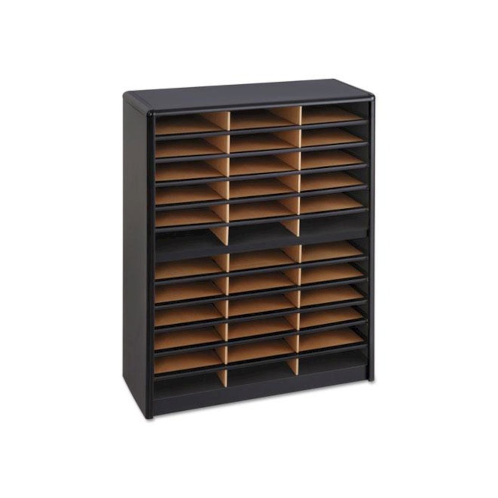Steel/Fiberboard Literature Sorter, 36 Compartments, 32.25 x 13.5 x 38, Black. Picture 4
