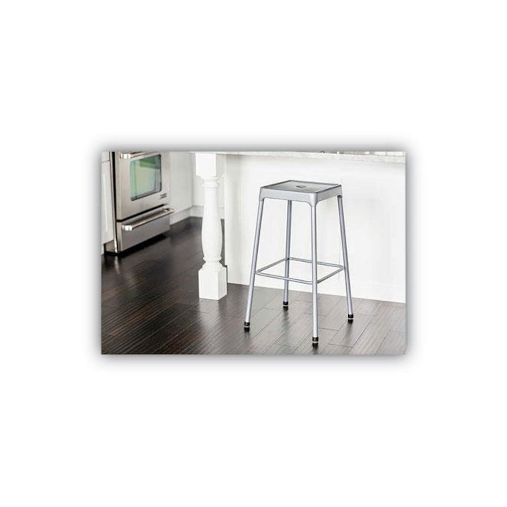 Counter-Height Steel Stool, Backless, Supports Up to 250 lb, 25" Seat Height, Silver. Picture 3