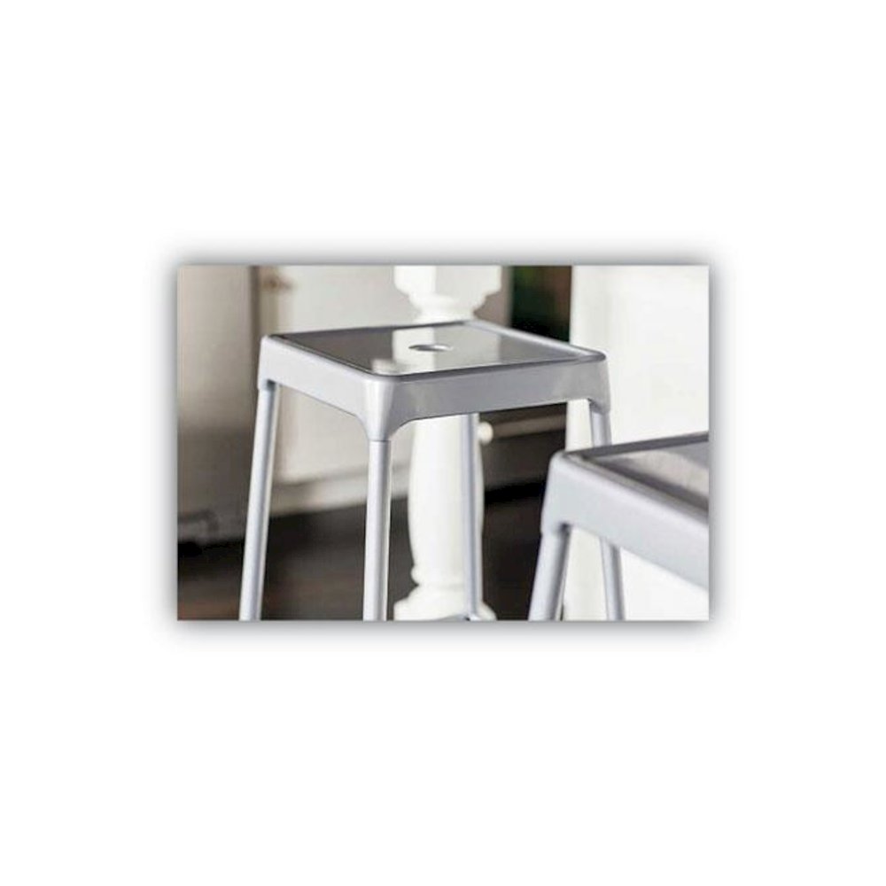 Counter-Height Steel Stool, Backless, Supports Up to 250 lb, 25" Seat Height, Silver. Picture 5