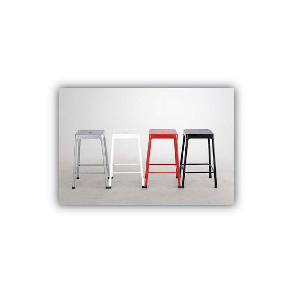 Counter-Height Steel Stool, Backless, Supports Up to 250 lb, 25" Seat Height, Silver. Picture 6
