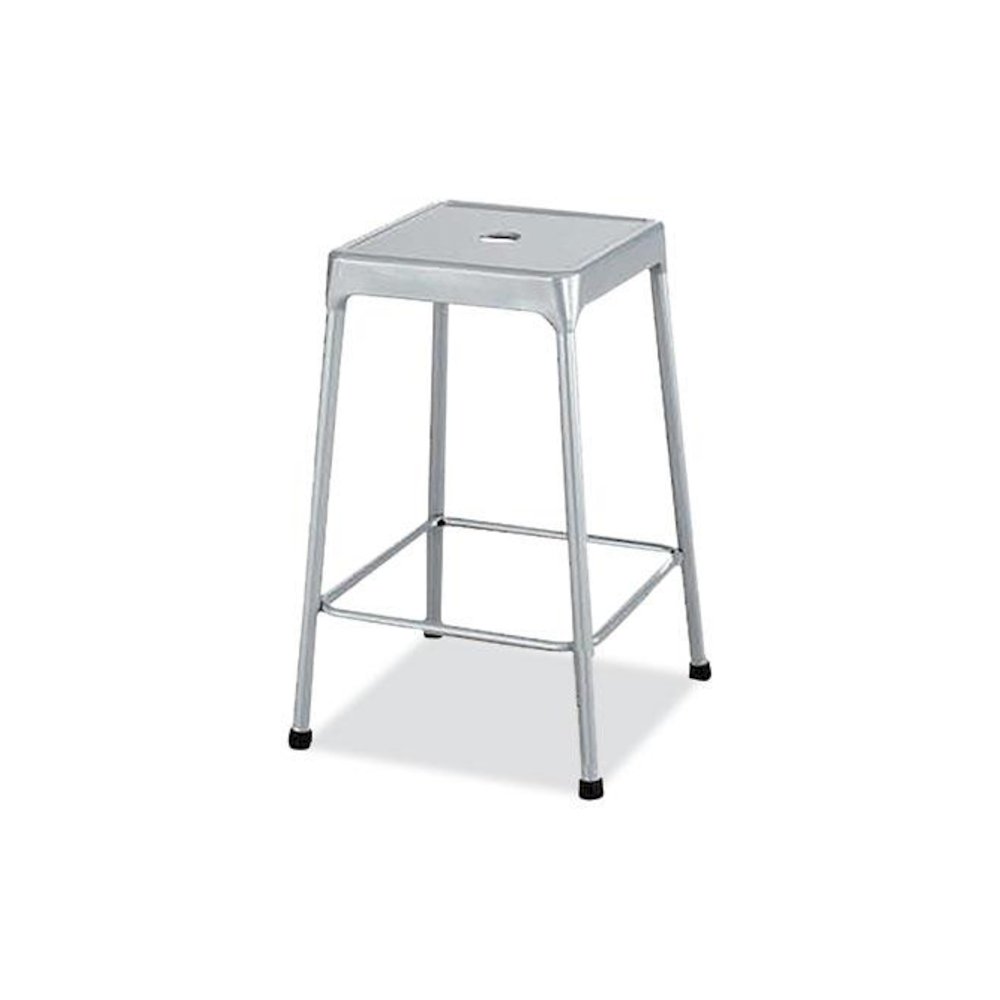 Counter-Height Steel Stool, Backless, Supports Up to 250 lb, 25" Seat Height, Silver. Picture 2