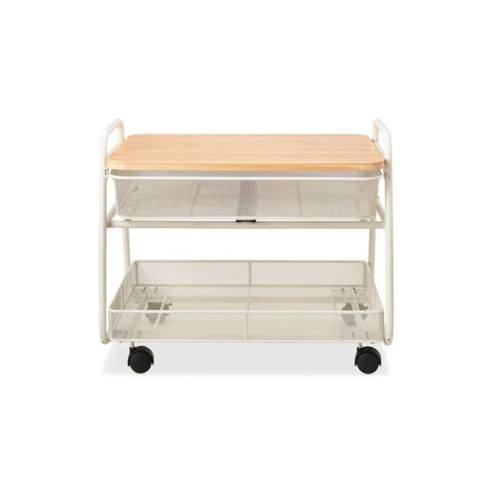 Onyx Under Desk Machine Stand, Metal, 1 Shelf, 1 Drawer, 1 Bin, 100 lb Capacity, 21" x 16" x 17.5", White. Picture 3