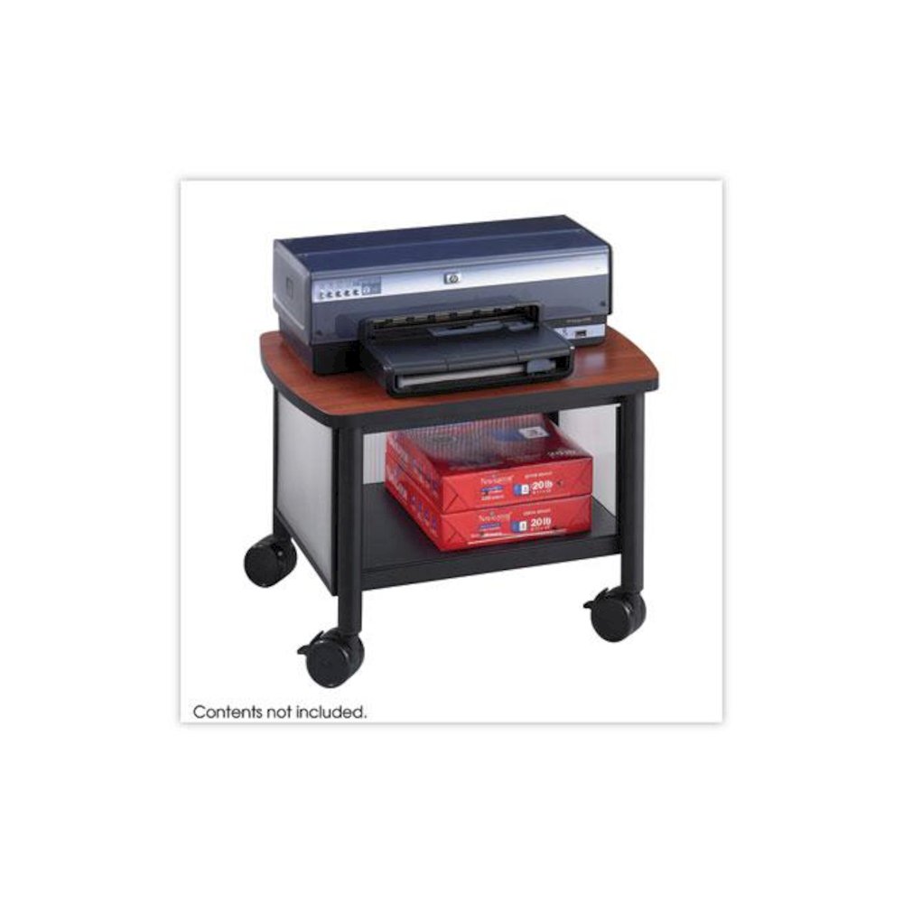 Impromptu Under-Desk Machine Stand, Metal, 2 Shelves, 100 lb Capacity, 20.5" x 16.5" x 14.5", Cherry/White/Black. Picture 2