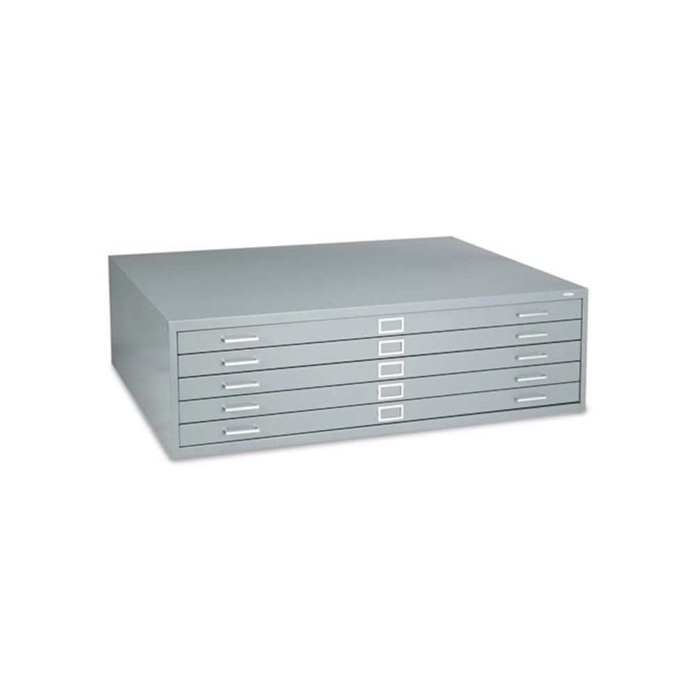 Five-Drawer Steel Flat File, 53-1/2w x 41-1/2d x 16-1/2h, Gray. Picture 1