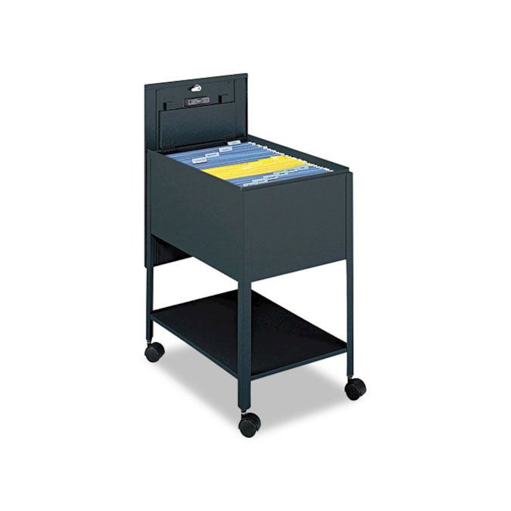 Extra-Deep Locking Mobile Tub File, Legal Size, Metal, 1 Shelf, 1 Bin, 16.5" x 24.75" x 28.25", Black. Picture 1