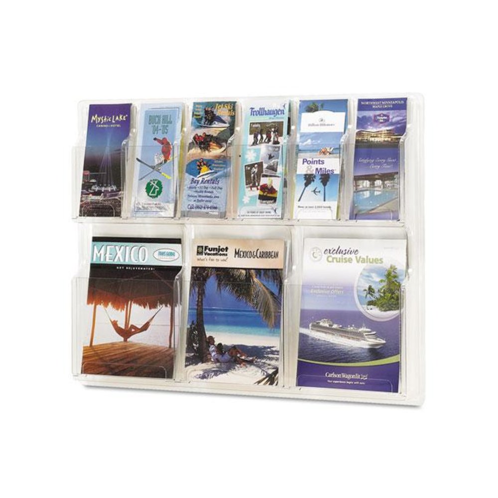 Reveal Clear Literature Displays, 9 Compartments, 30w x 2d x 22.5h, Clear. Picture 1