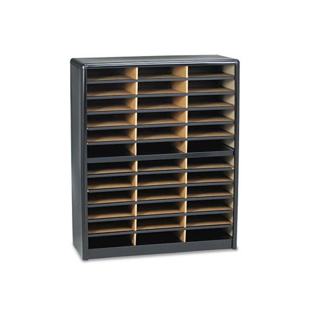 Steel/Fiberboard Literature Sorter, 36 Compartments, 32.25 x 13.5 x 38, Black. Picture 2
