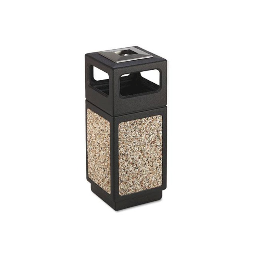 Canmeleon Aggregate Panel Receptacles, 15 gal, Polyethylene/Stainless Steel, Black. Picture 1