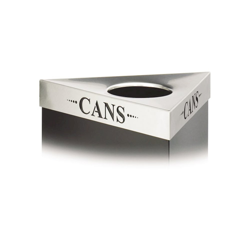 Trifecta Waste Receptacle Lid, Laser Cut "CANS" Inscription, Stainless Steel. Picture 1