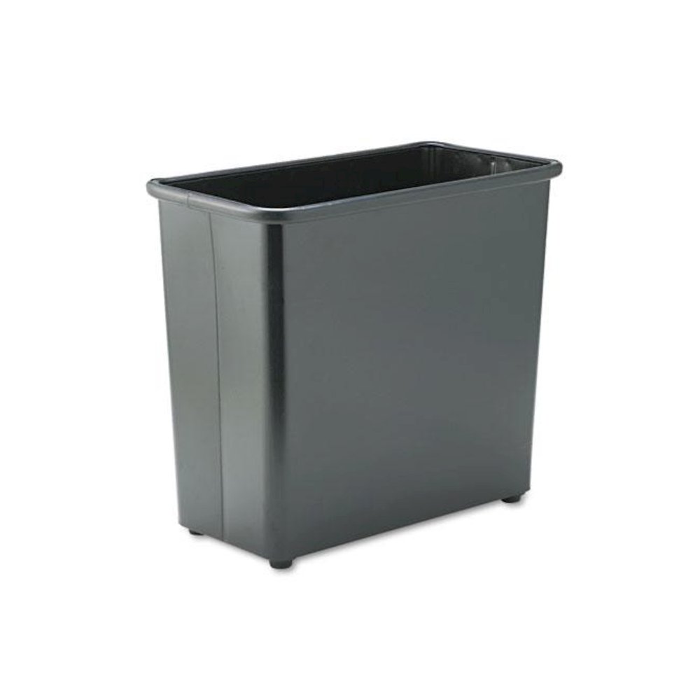 Square and Rectangular Wastebasket, 27.5 qt, Steel, Black. Picture 1