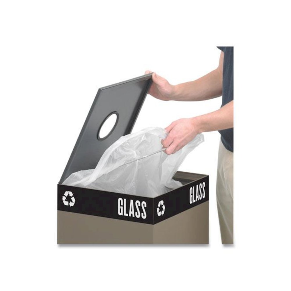 Public Square Recycling Receptacles, Can Recycling, 37 gal, Steel, Black. Picture 2