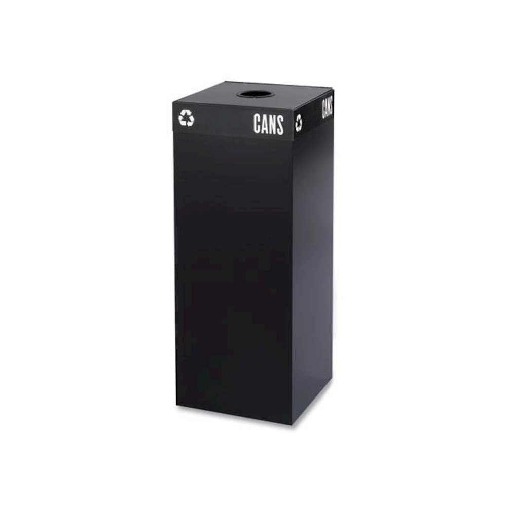 Public Square Recycling Receptacles, Can Recycling, 37 gal, Steel, Black. Picture 1