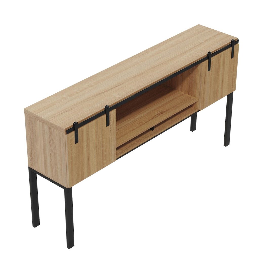 Mirella™ 72” Hutch with Sliding Wood Doors Sand Dune. Picture 3