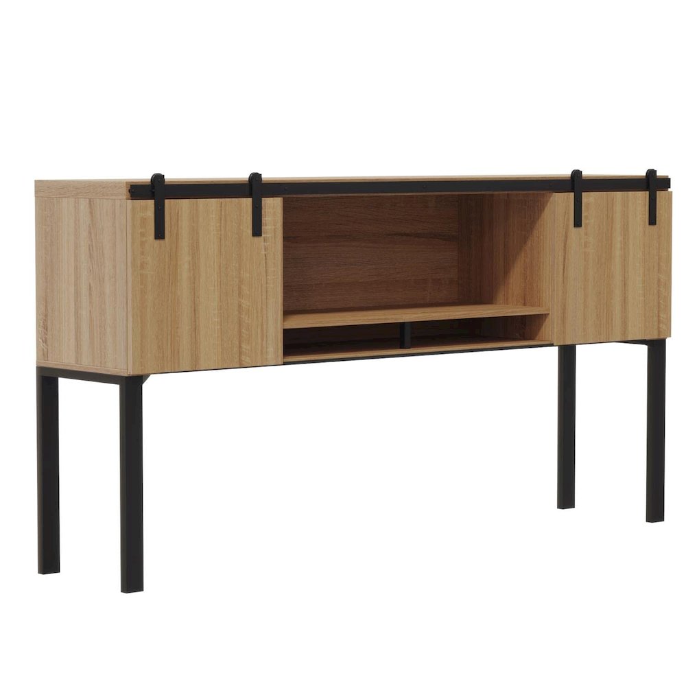 Mirella™ 72” Hutch with Sliding Wood Doors Sand Dune. Picture 2