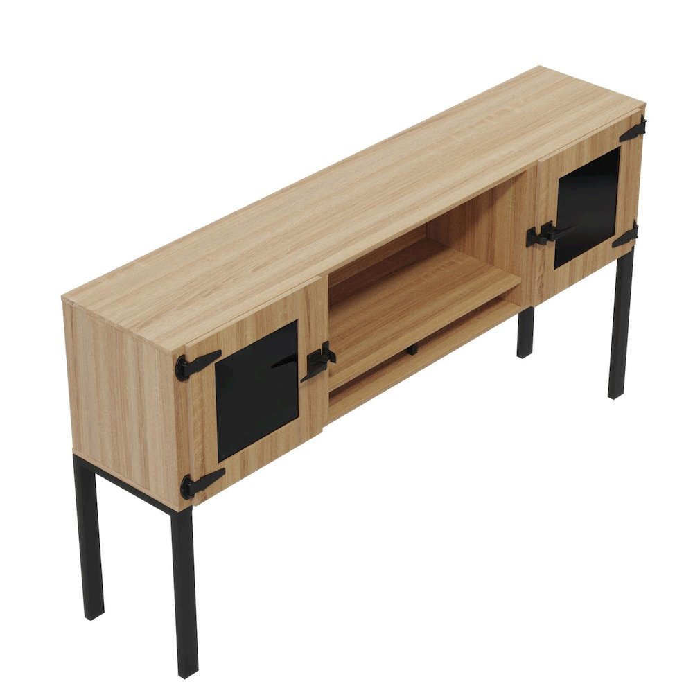 Mirella™ 72” Hutch with Glass Doors Sand Dune. Picture 2