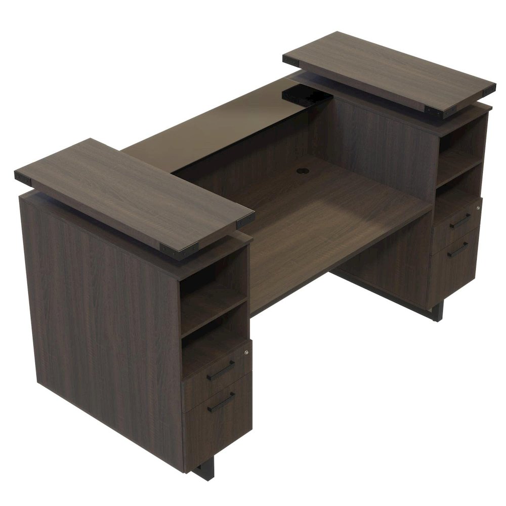 Mirella™ Reception Desk with Glass Countertop Southern Tobacco. Picture 5