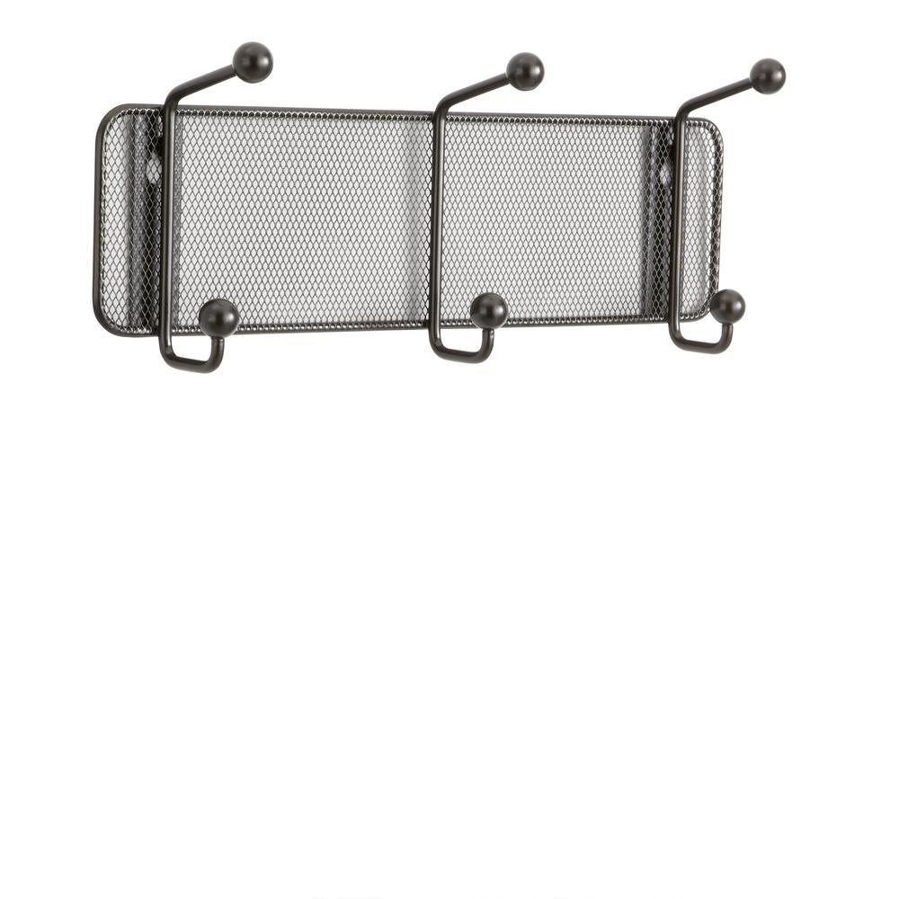 Onyx™ Mesh Wall Rack 3 Hook (Qty. 6) - Black. Picture 1