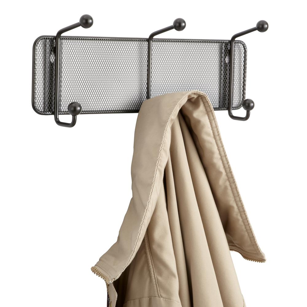 Onyx™ Mesh Wall Rack 3 Hook (Qty. 6) - Black. Picture 2