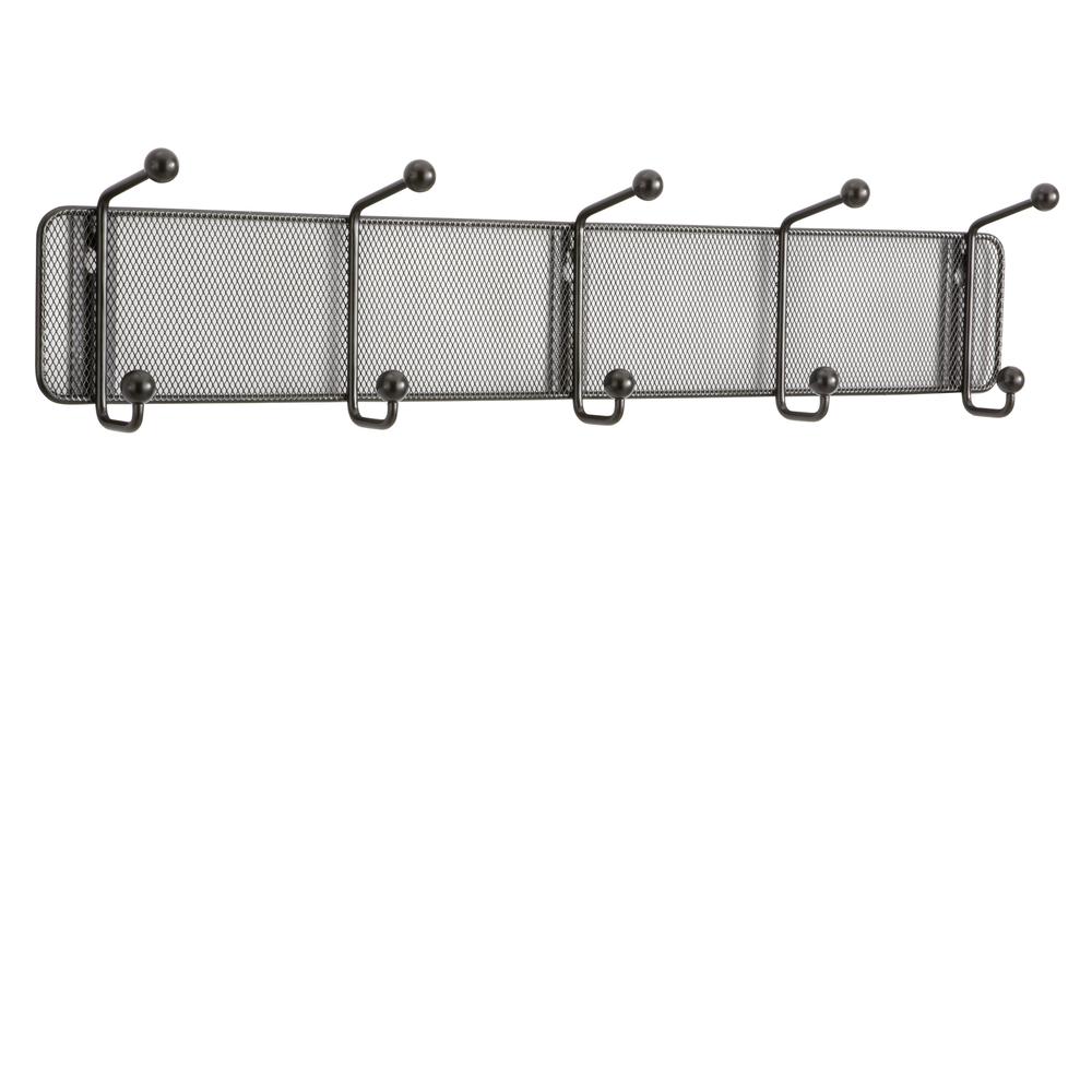 Onyx™ Mesh Wall Rack 5 Hook (Qty. 6) - Black. Picture 1