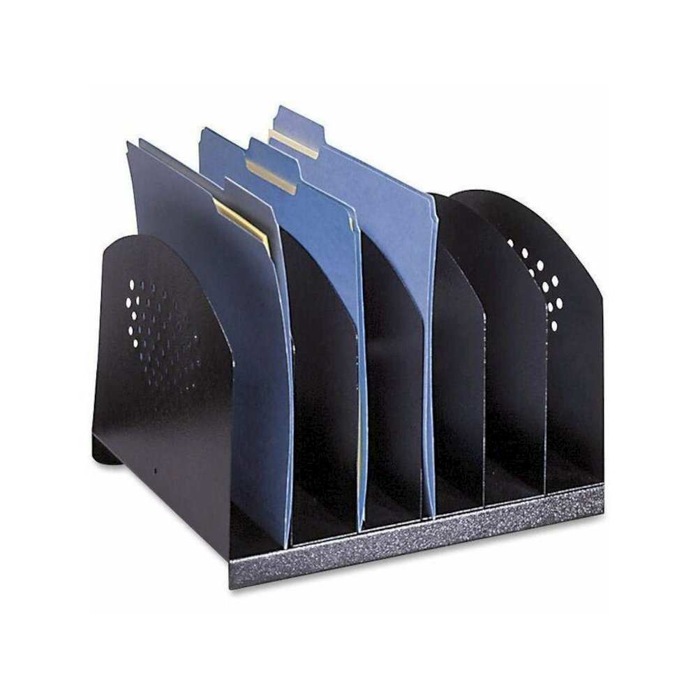 Safco Steel Desk Racks - 6 Compartment(s) - 2" - 8" Height x 12.1" Width x 11.1" DepthDesktop - Powder Coated - Black - Steel - 1 Each. Picture 1
