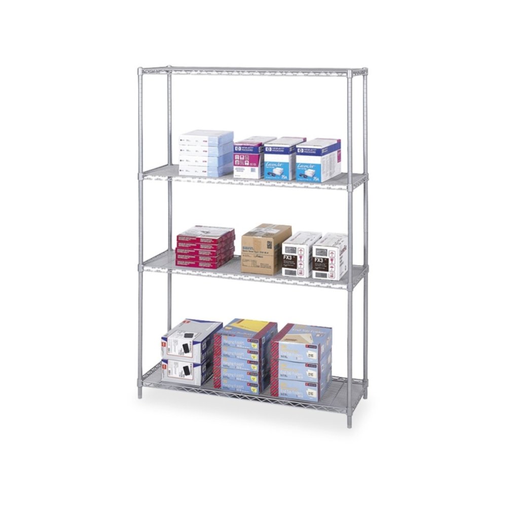 Industrial Wire Shelving - 48" x 18" x 72" - 4 x Shelf(ves) - Gray. Picture 1