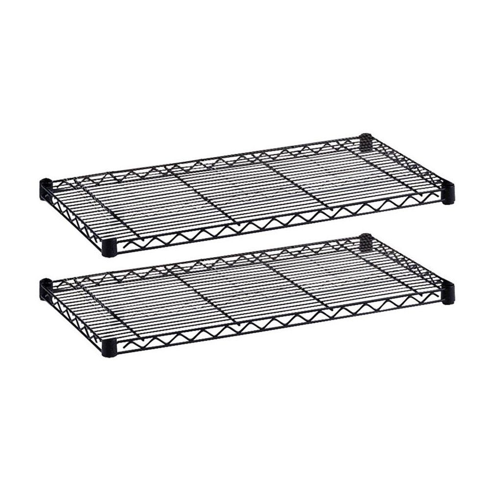 Safco Industrial Wire Extra Shelve - 36" x 18" x 1.5" - 2 x Shelf(ves) - 1000 lb Load Capacity - Leveling Glide - Black - Powder Coated - Steel - Assembly Required. Picture 1