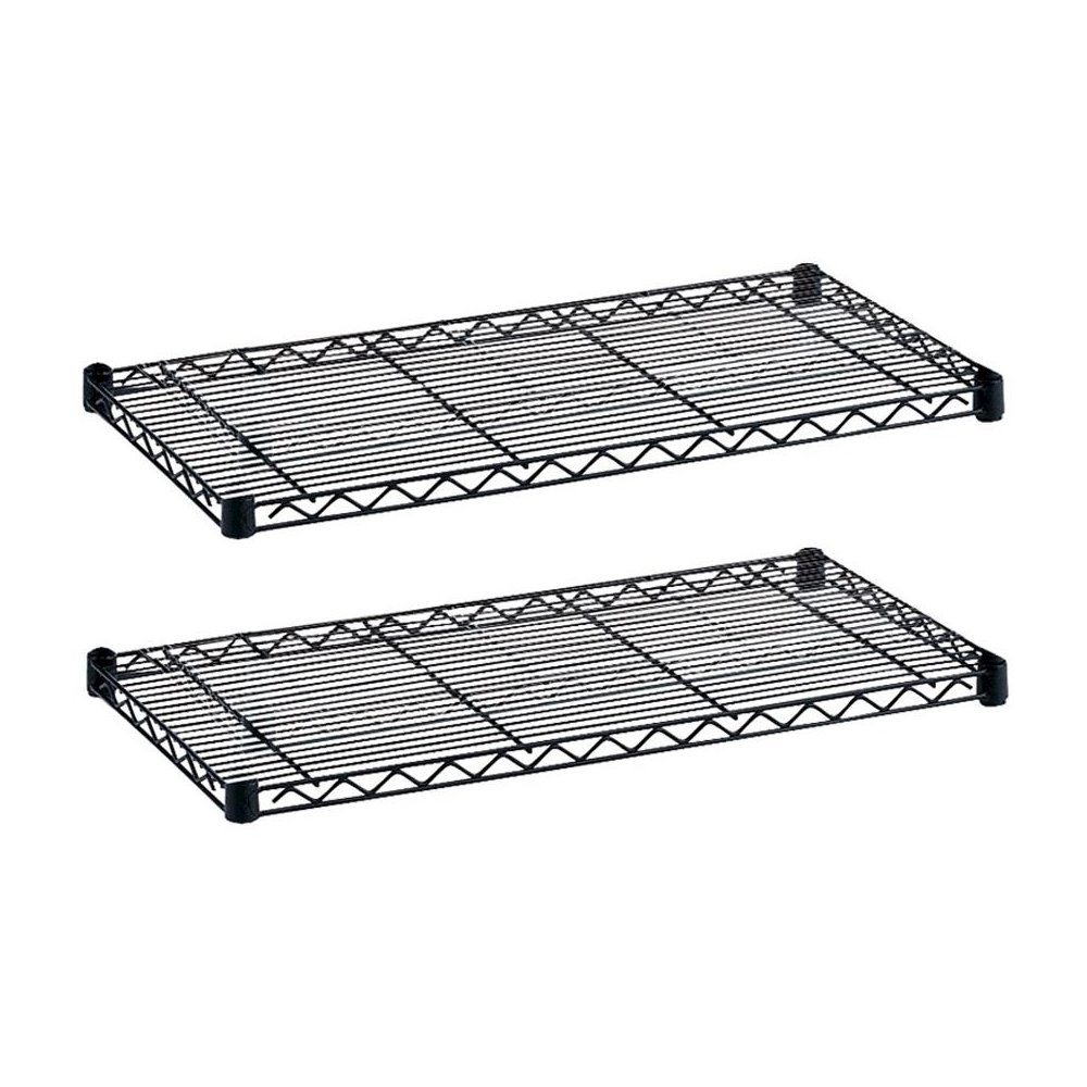 Safco Industrial Wire Extra Shelve - 48" x 18" x 1.5" - 4 x Shelf(ves) - 1250 lb Load Capacity - Leveling Glide, Dust Proof - Black - Powder Coated - Steel - Assembly Required. Picture 1