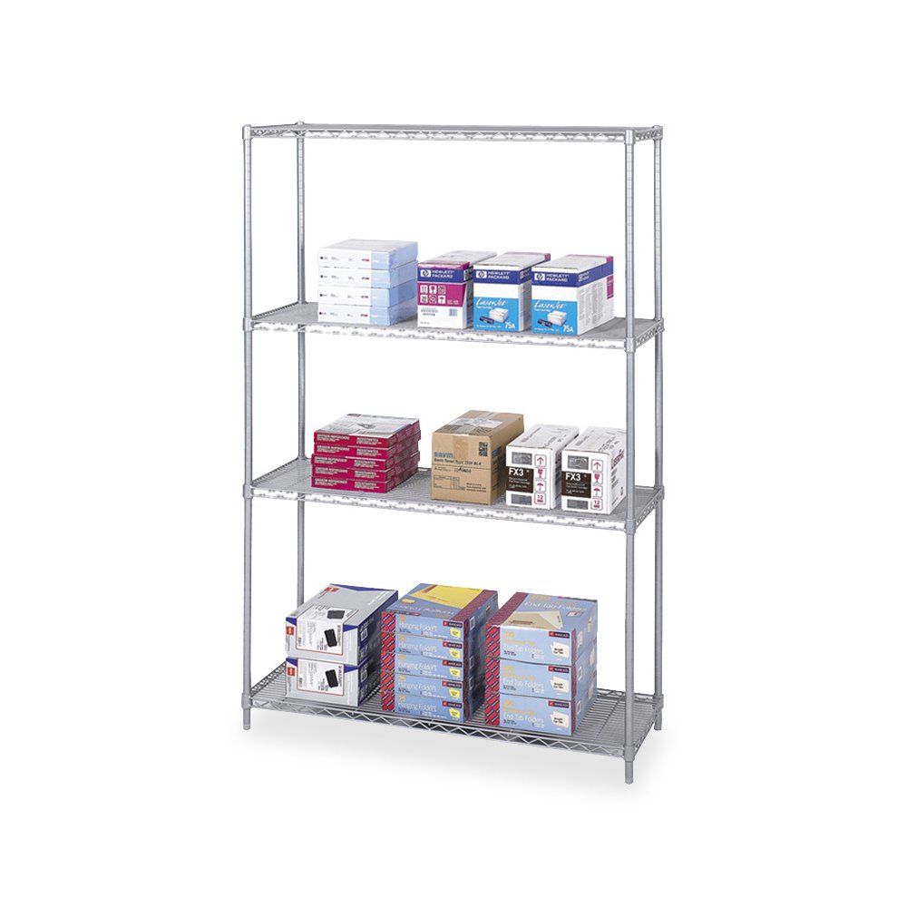 Industrial Wire Shelving - 48" x 18" x 72" - 4 x Shelf(ves) - Gray. Picture 3