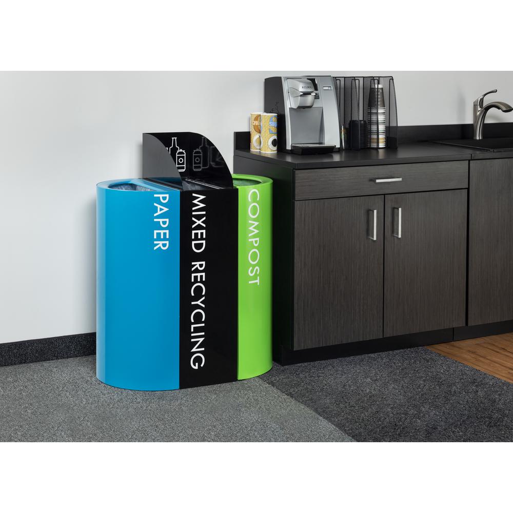 Mixx™ Recycling Center, Half-Round Receptacle, 23 Gallons - Green. Picture 2