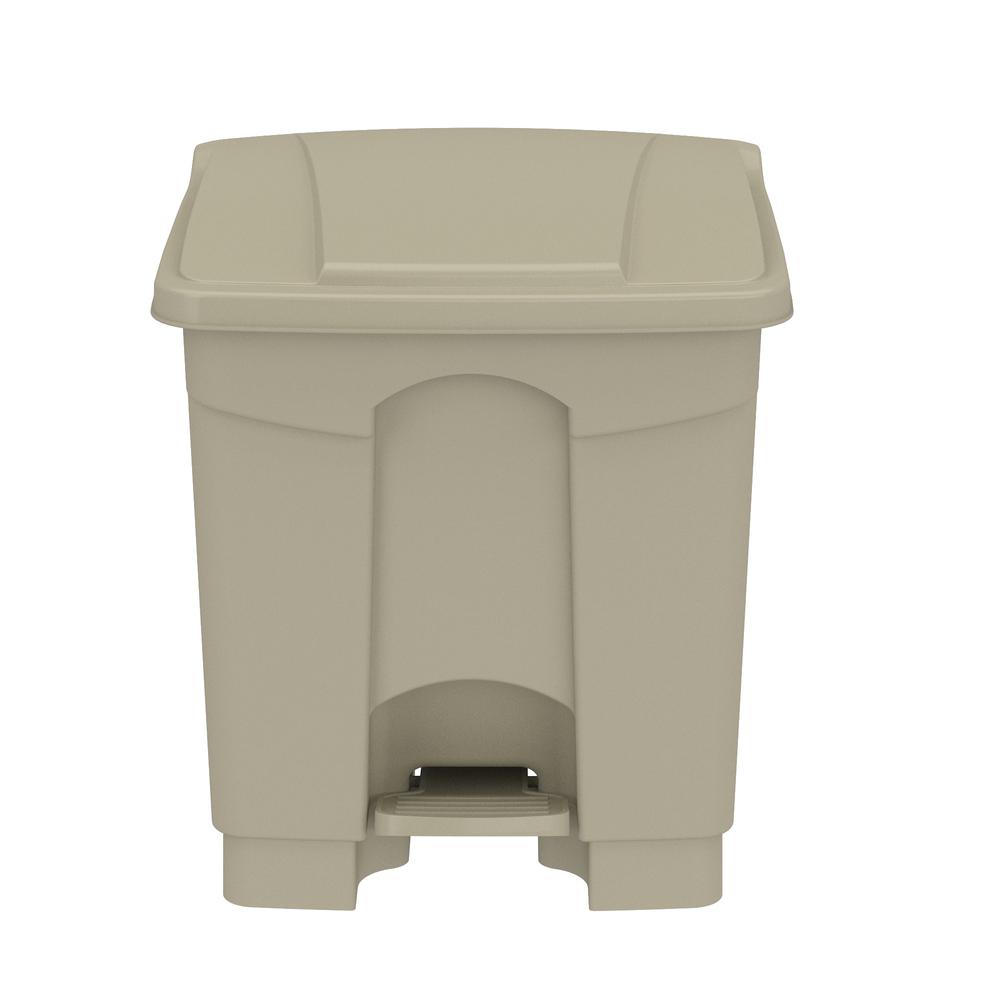 Plastic Step-On Receptacle, 8 Gallon - Tan. Picture 1