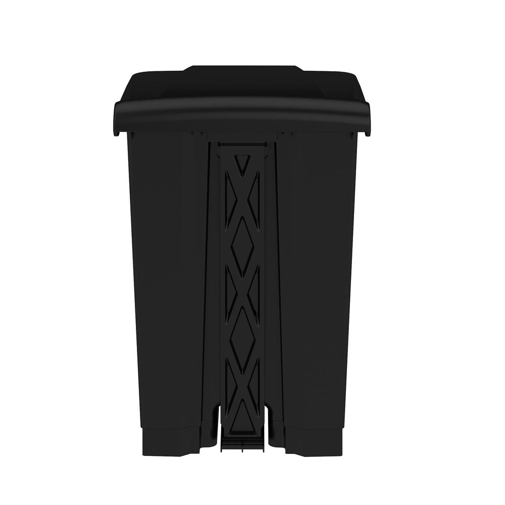 Plastic Step-On Receptacle, 12 Gallon - Black. Picture 2