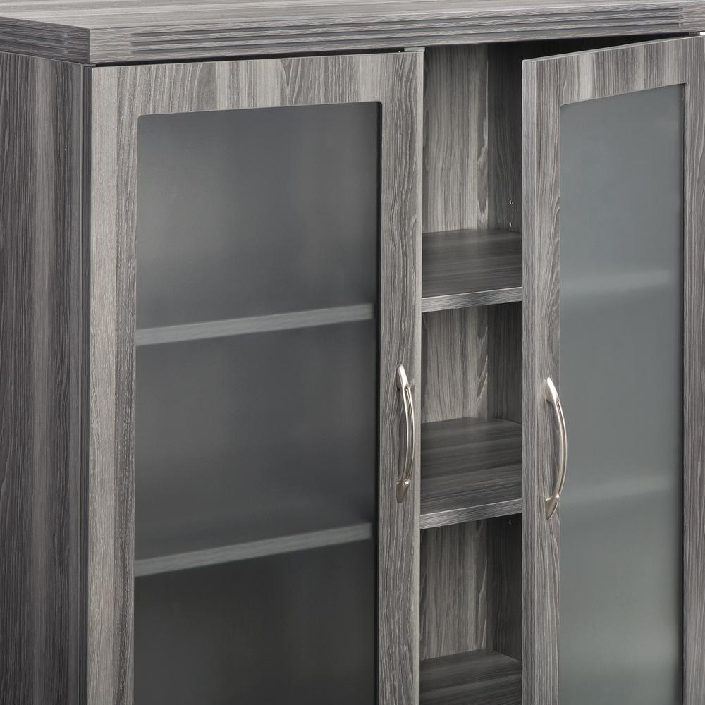 Glass Display Cabinet, Gray Steel. Picture 4