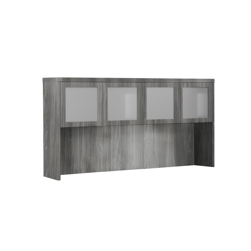 72" Hutch with Glass Doors, Gray Steel. Picture 1