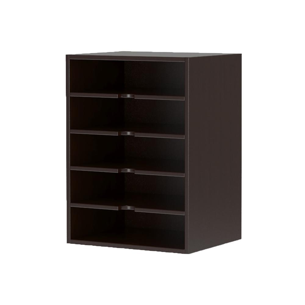 Mayline Aberdeen Series Horizontal Paper Organizer - 15" x 11.8" x 20.3" - Fluted Edge - Material: Particleboard - Finish: Laminate, Mocha. Picture 2