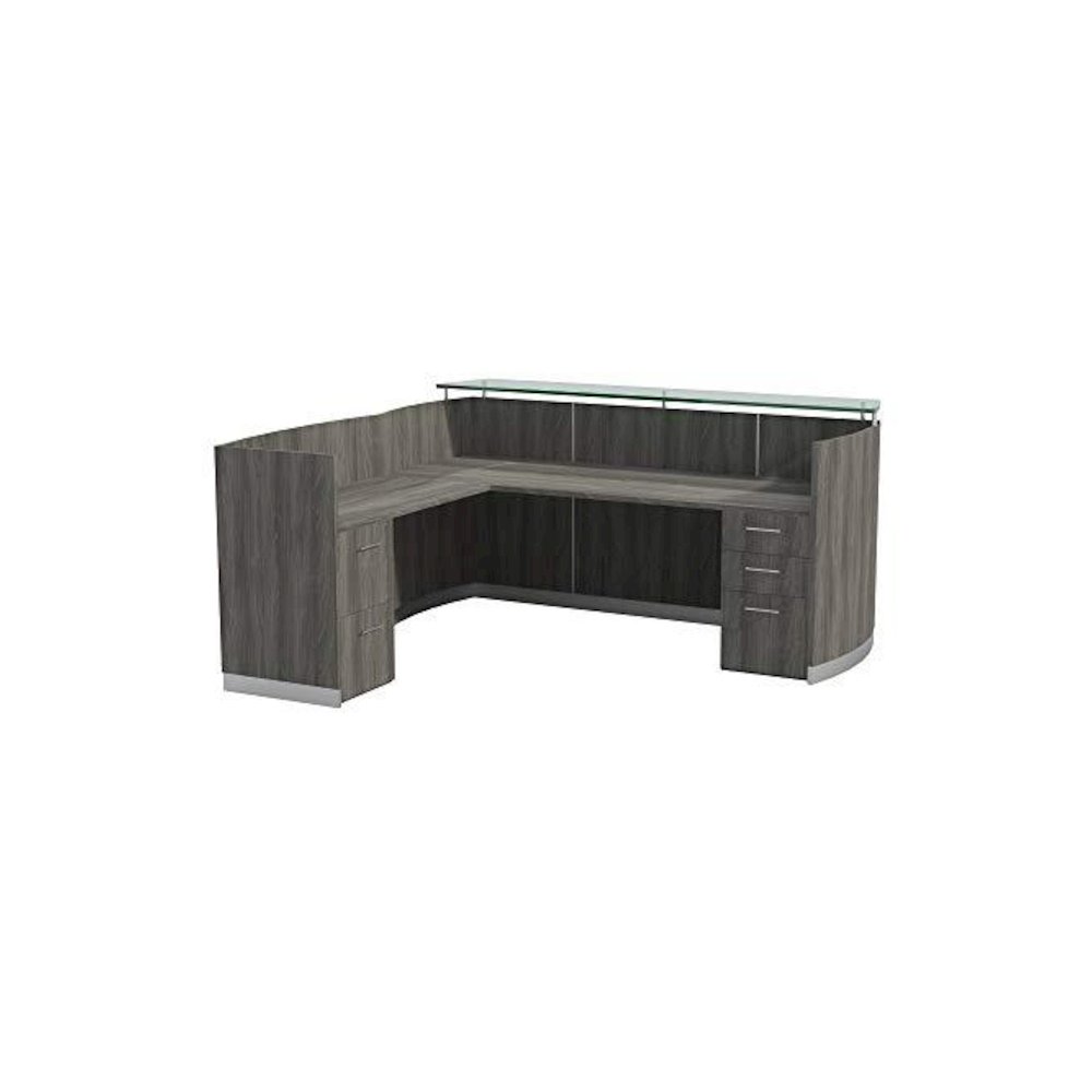 87-1/4" Reception Station with Return and (1) Box/Box/File and (1) File/File Pedestals, Gray Steel. Picture 1