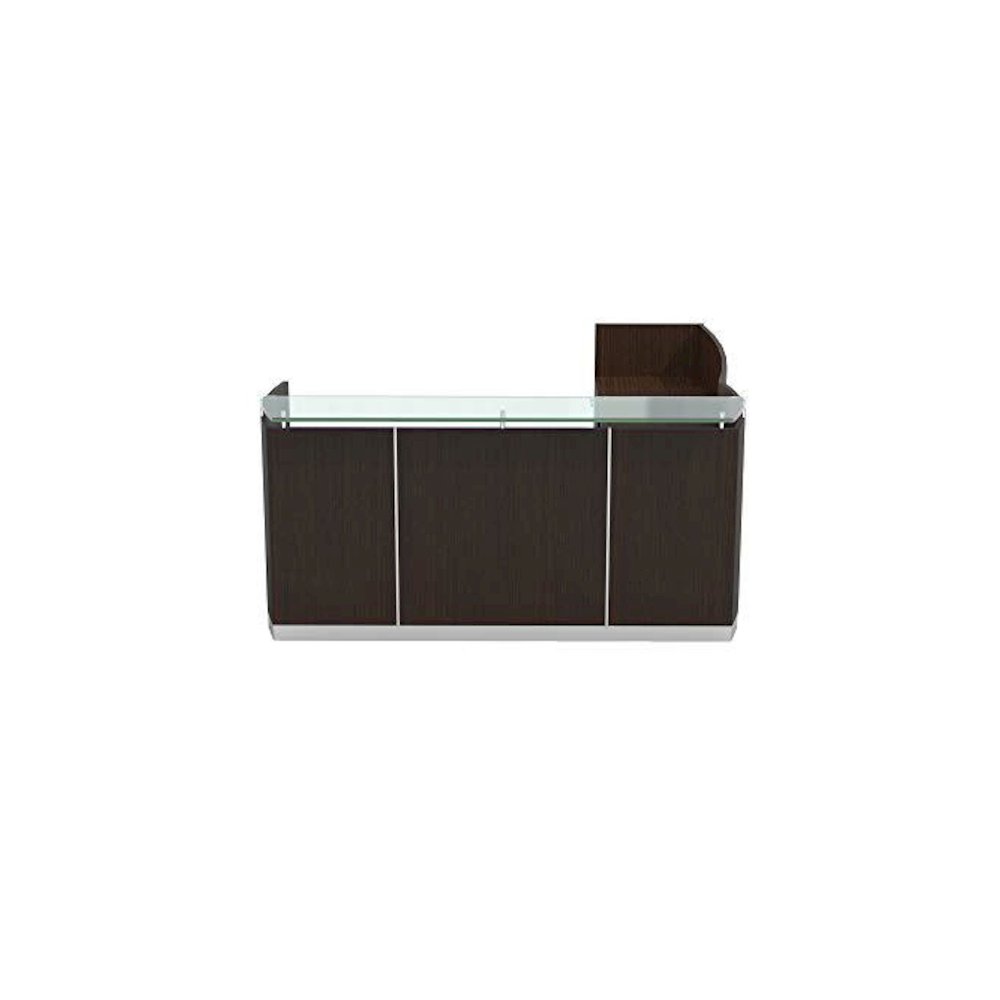 87-1/4" Reception Station with Return and (1) Box/Box/File and (1) File/File Pedestals, Mocha. Picture 1
