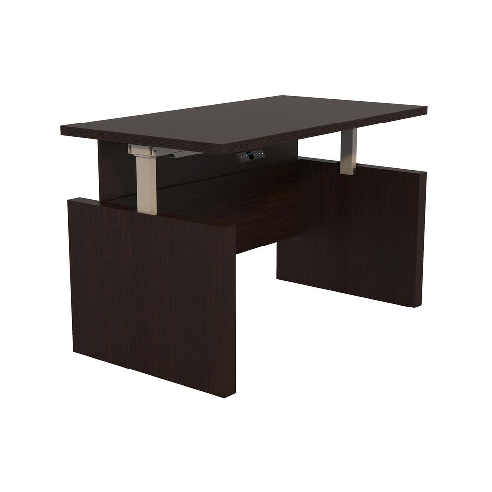 Aberdeen® Height-Adjustable Desk, Straight Front Top & Base, 72" W - Mocha. Picture 2